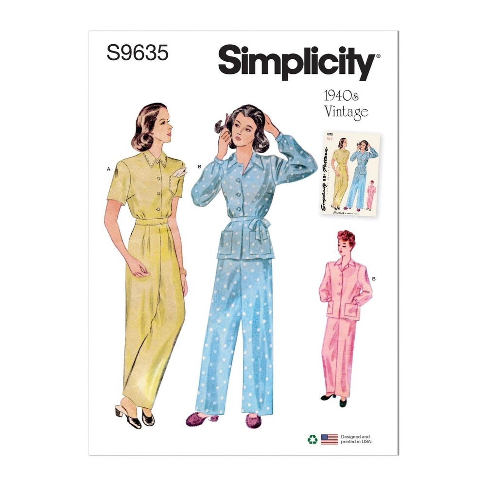 Simplicity Sewing Pattern 9635 R11651 Lounge Top Pants Misses‎ Size 6-14